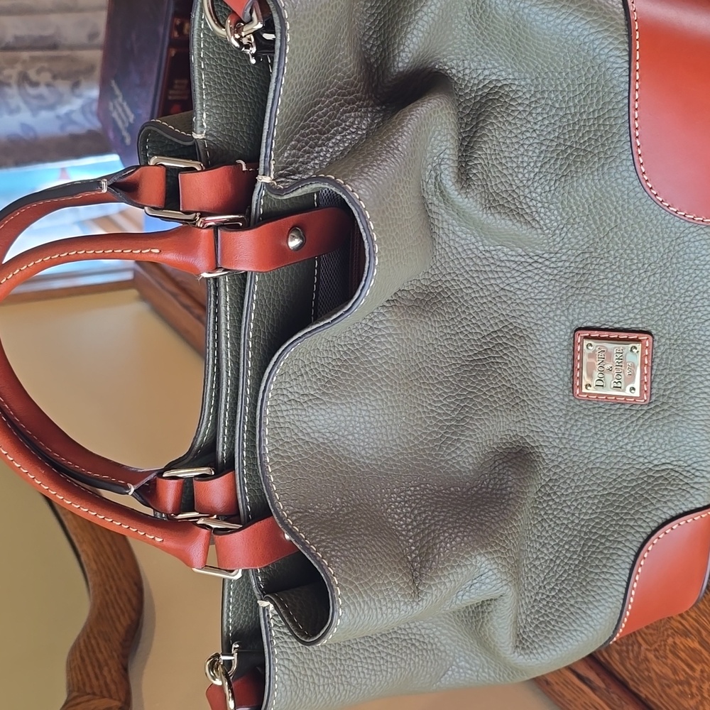Dooney & Bourke Green and Brown Leather Tote